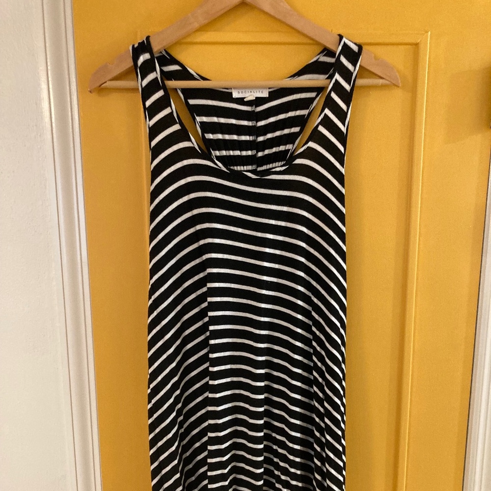Socialite Dress - Black and White stripe - Small